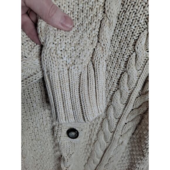 Leo‎ & Nicole Women's Cotton Beige Cable Knitted Mock Neck Sweater Size M - Picture 4 of 7